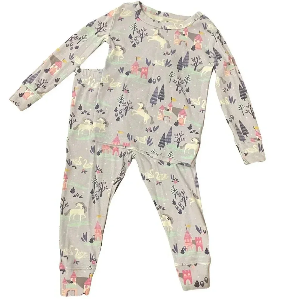 3T Fish Stix Magical Princess Pajamas Set, 2 Piece, Long Sleeve, Unicorns